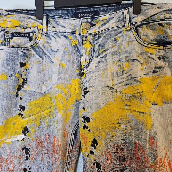 Rocawear jeans paint splatter Y2K, retro. Size 20 #922 - Picture 2 of 7